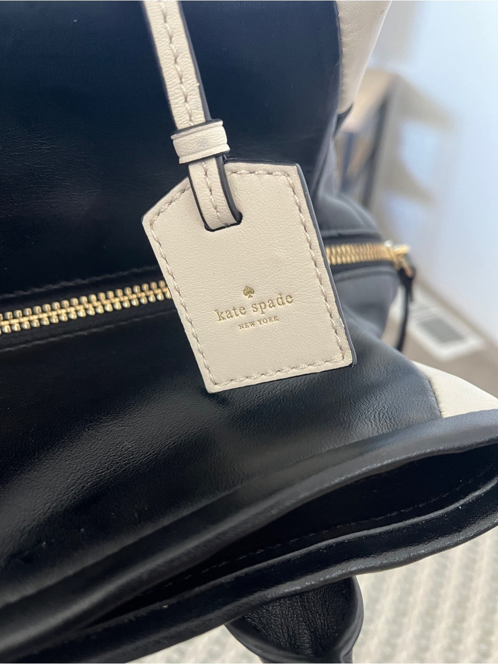 kate spade Black and Cream Leather Top-Handle Satchel - Picture 5 of 14